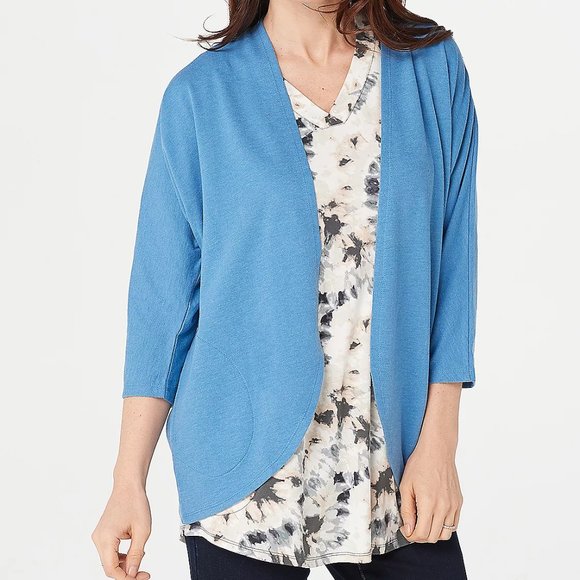S LOGO Lori Goldstein Washed Terry Dolman Shrug